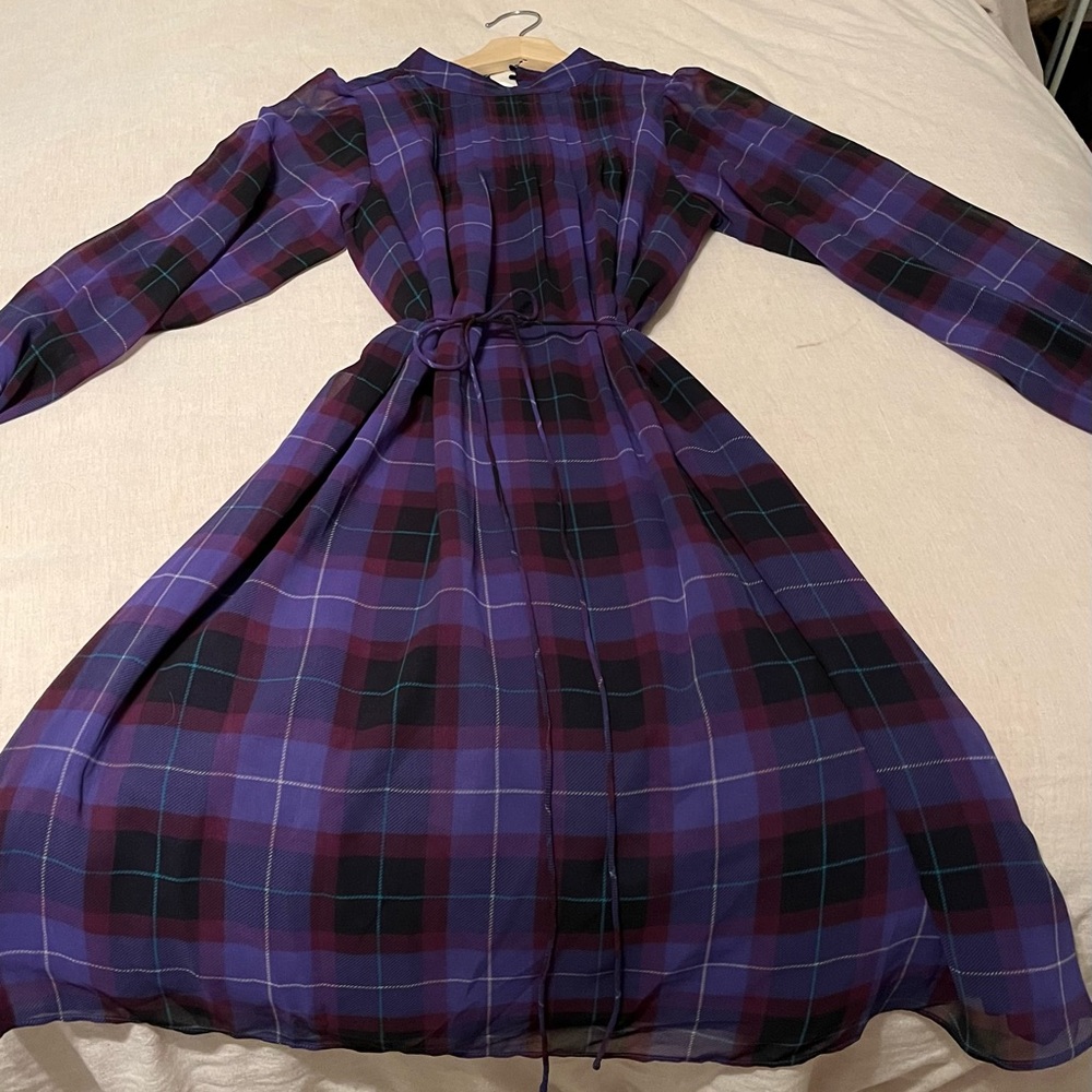 Ann Taylor Purple and Black Plaid Dress MWT